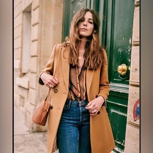Sézane Johnson Camel Double Breasted Coat Size 36